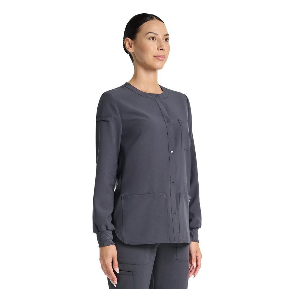 Scrubstar Fashion Seasonal Stretch Snap Warm-up Jacket, Size XL, Relaxed Fit - Picture 2 of 7